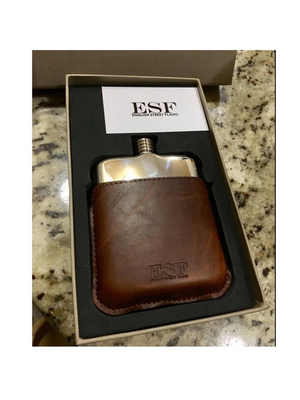 Stainless Steel 6oz Flask in vegan Leather Holster - Picture 4 of 8